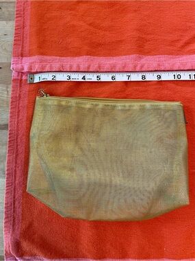 Walker Metallic Gold Mesh Cosmetic Pouch - Women's Travel Makeup Bag